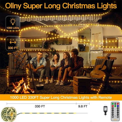 1000/500LED Green Wire Led String Fairy Lights US/EU Plug 110V/220V Waterproof LED Christmas Tree Holiday Home Garden Decor Xmas