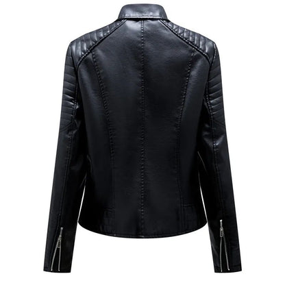 Black Women Faux Leather Jacket Spring Autumn Zipper Casual Pu Coat Female Biker Outerwear Ladies Clothes S-XXXL