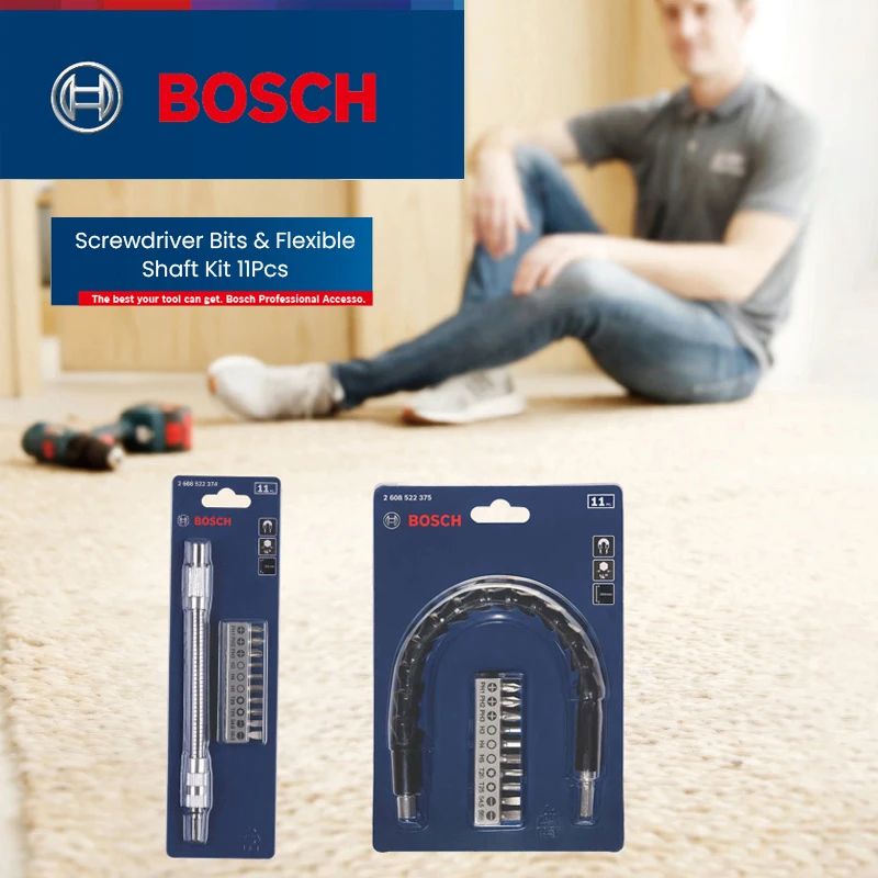 Conjunto de 11 Peças de Suporte de Eixo Flexível para Pontas de Parafusadeira Bosch Professional, Extensor de 200mm e 300mm para Parafusadeira e Furadeira
