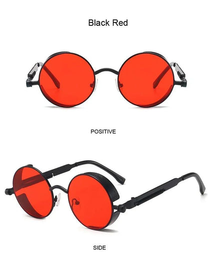 Classic Gothic Steampunk Sunglasses Luxury Brand Designer High Quality Men and Women Retro Round Metal Frame Sunglasses UV400