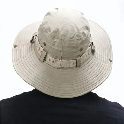 Summer Bucket Hat Outdoor UV Protection Wide Brim Panama Safari Hat Mesh Fisherman Beach Cap for Hiking Cycling Fishing Hat