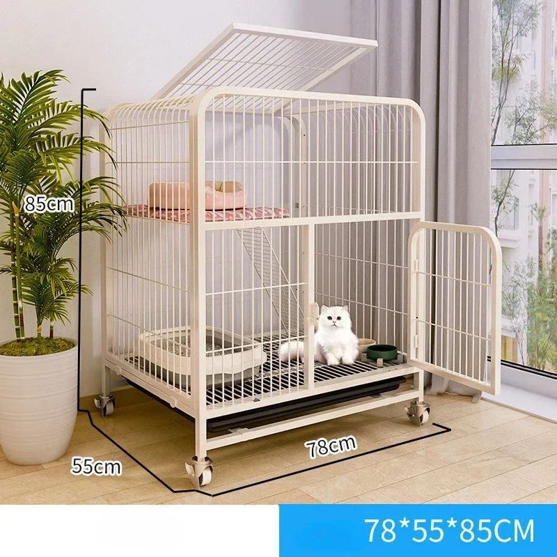 Villa para Gatos de Dois Andares Interna Extra Grande Espaço Livre Gaiola para Pets Casa de Escalada para Gatinhos Villas para Gatos Castelo para Gatos com Banheiro Integrado