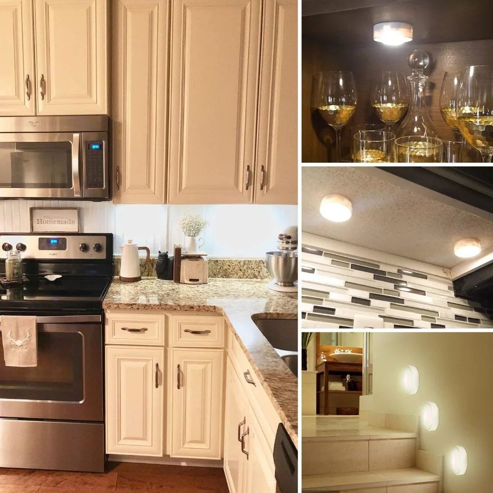 Luzes de LED Sem Fio com Controle Remoto Dimerizável a Pilha para Cozinha, Armário e Guarda-Roupa