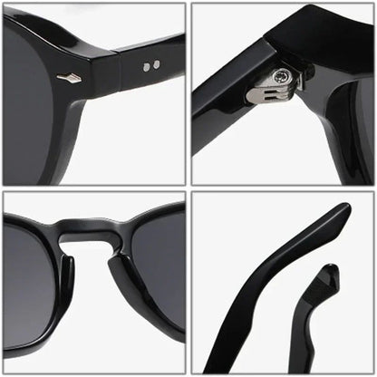 JNPCXI Retro Rivets Men Square Sunglasses Fashion Blue Green Trending Shades UV400 Women Clear Frame