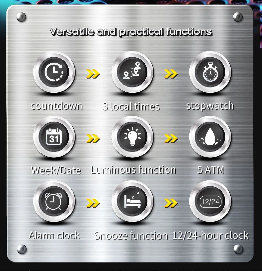 SANDA Mens Watches Countdown Waterproof Alarm Clock Wristwatch Multifunctional Luminous Men Quartz Digital Watch Alarm Clock