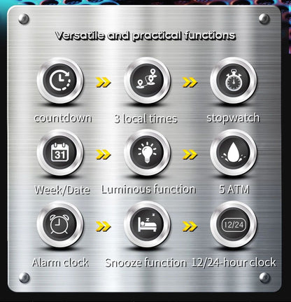 SANDA Mens Watches Countdown Waterproof Alarm Clock Wristwatch Multifunctional Luminous Men Quartz Digital Watch Alarm Clock