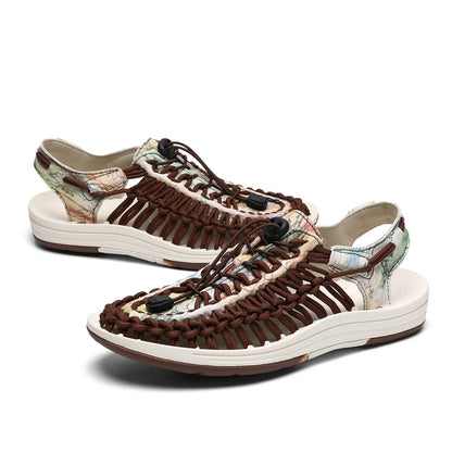 2024 New Arrival Summer Men's Shoes Breathable Beach Loafers Hand Woven Roman Sandals High Quality Men's Comfortable Flats