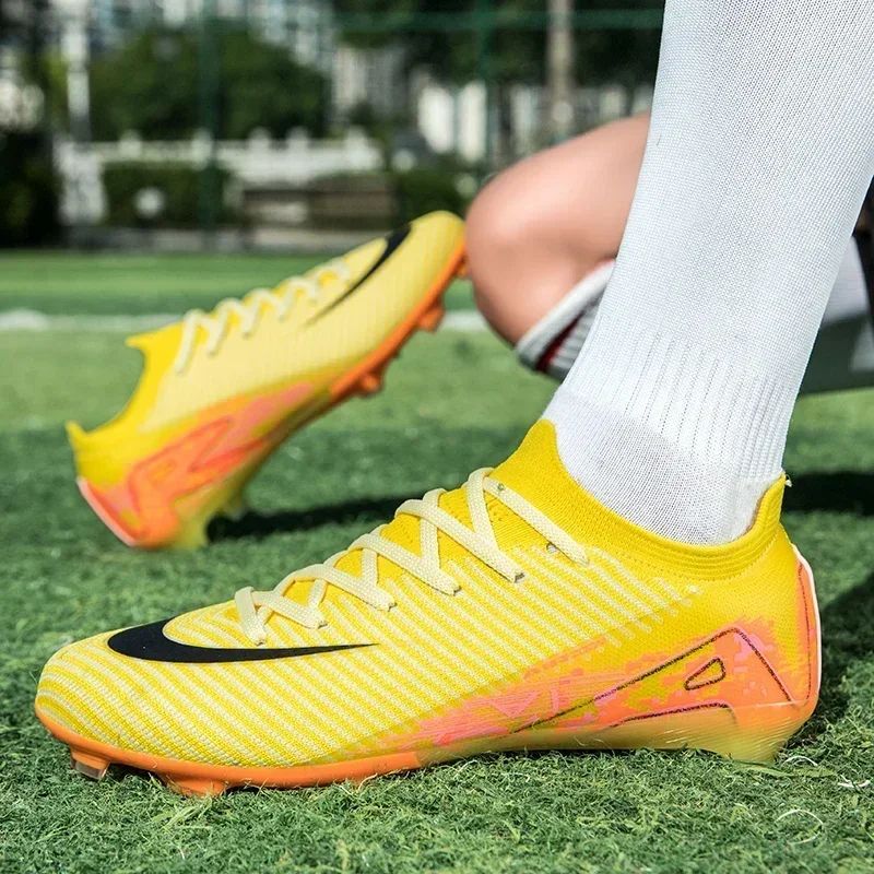 New Men Football Boots Cleats Long Spikes Outdoor Sport Soccer Shoes Adult Training Boys Non Slip Breathable Match Comfortable