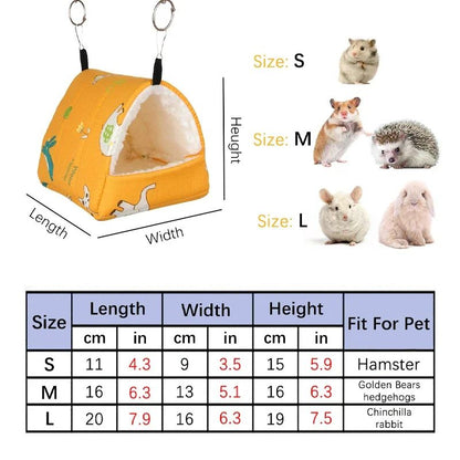 1 peça Cama de pássaro com estampa fofa Mini gaiola Coelho Esquilo Tapete Porquinho-da-índia Ninho Casa de hamster Cama de dormir para animais pequenos Gaiola suspensa para animais de estima