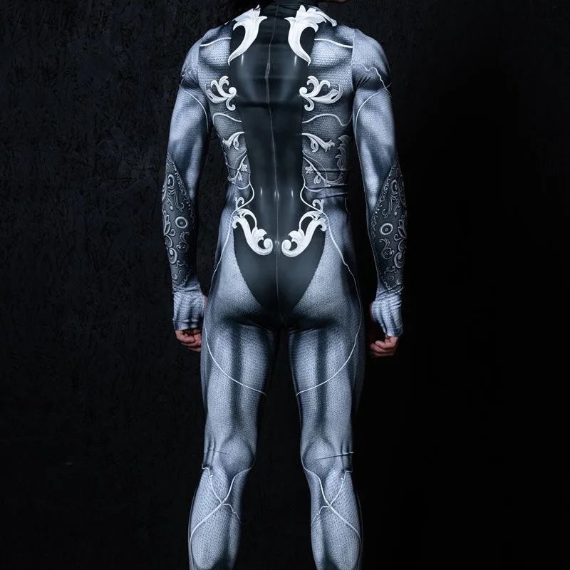 Zawaland Men Mechanical Muscle Punk Zentai Suit Carnival Cosplay Bodysuit Halloween Party Macho Costume Show Festival Jumpsuit