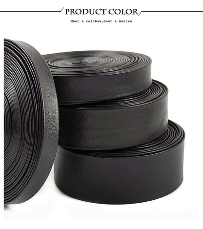 5Meters 3-50mm Black PU Leather Cords Soft Ribbon Band Bag Strap Webbing Necklace Jewelry Decor Tape DIY Sewing Accessories