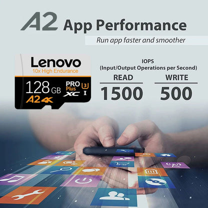 Cartão Micro SD de alta capacidade Lenovo 2TB 1TB 512GB 256GB Cartão de Memória SD de Alta Velocidade Cartão de Memória 128GB para Switch Drone Telefone