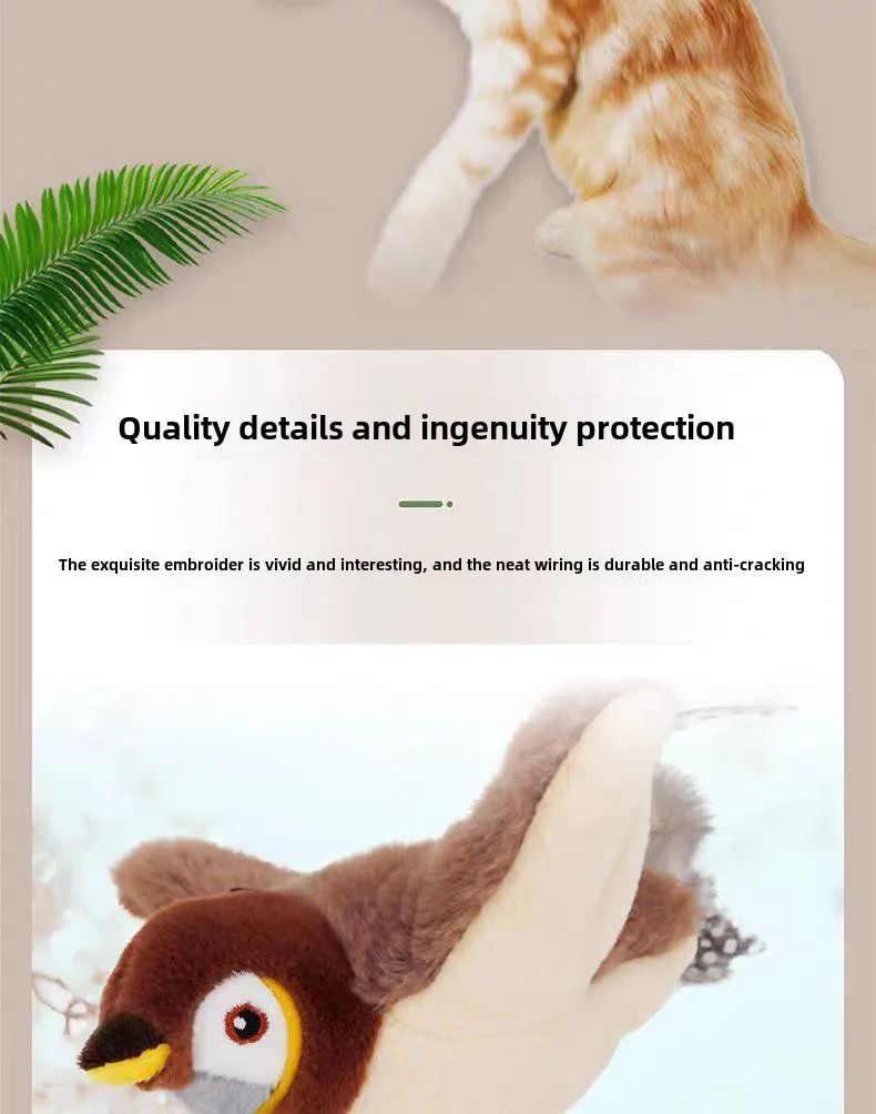Brinquedo Interativo Hot Cat Catnip Elétrico Pássaro (com Catnip) Cães Gatos Brinquedo de Pelúcia Ranger Ativado por Toque USB Recarregável para Pets