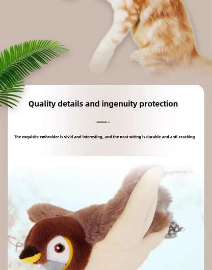 Brinquedo Interativo Hot Cat Catnip Elétrico Pássaro (com Catnip) Cães Gatos Brinquedo de Pelúcia Ranger Ativado por Toque USB Recarregável para Pets