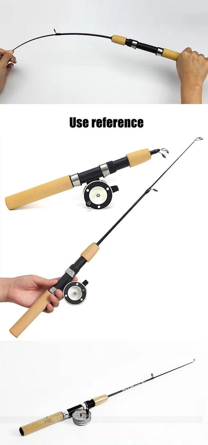 Carbon Mini Ice Fishing Rod Shrimp Tackle 0.6m 0.8m 1m Winter Fishing Gear for Ice Fishing