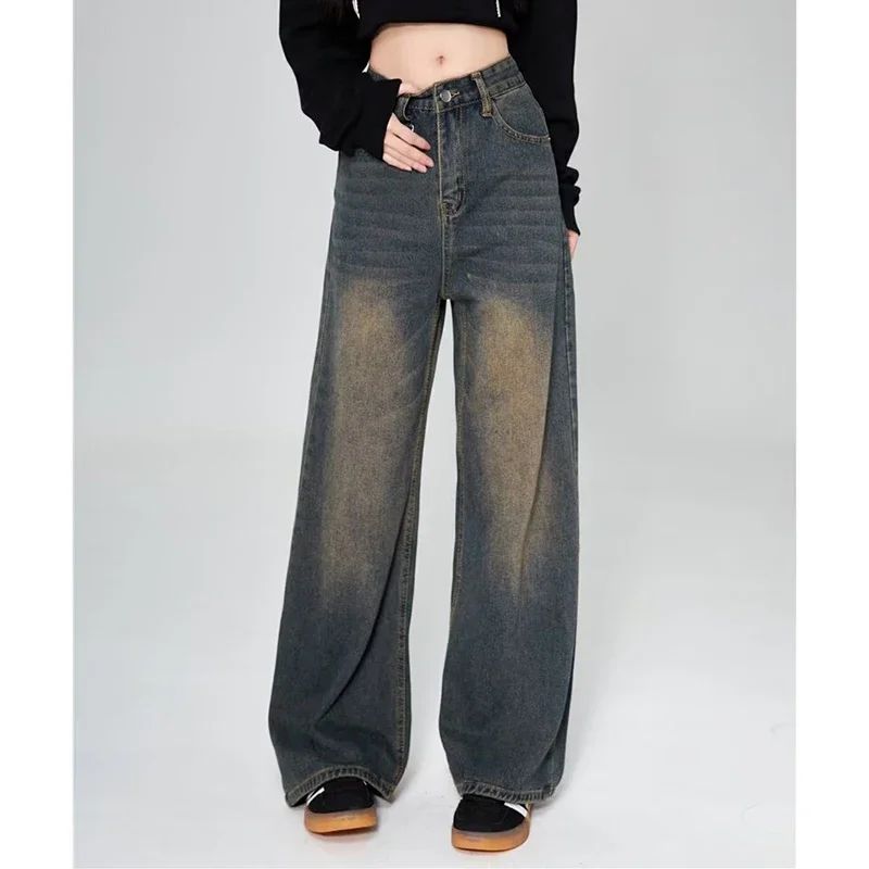 Summer Men Baggy Jeans Unisex Vintage American Style Straight Wide Leg Denim Pants Fashion Brand Hot Sale Casual Trousers