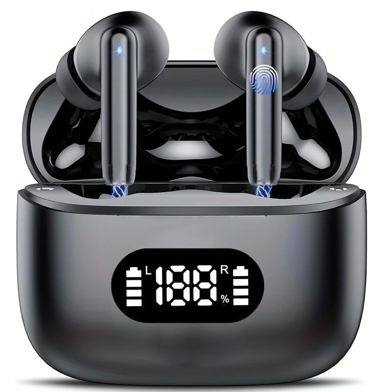 Fone de Ouvido Sem Fio UYUXIO com Cancelamento de Ruído de 40dB Bluetooth 5.3 Fone ENC com Display LED Fones de Ouvido TWS HD Modo Transparência