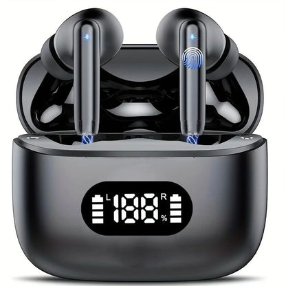 Fone de Ouvido Sem Fio UYUXIO com Cancelamento de Ruído de 40dB Bluetooth 5.3 Fone ENC com Display LED Fones de Ouvido TWS HD Modo Transparência