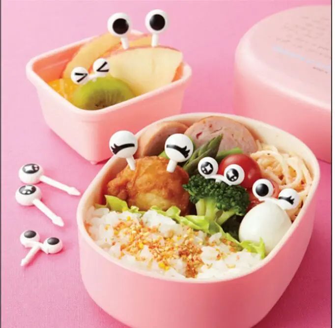 10/30/50 unidades de Mini Espetos Olhos de Desenho Animado Fofos Kawaii Caixa de Almoço Bento Palitos de Comida e Fruta Garfos Bastões de Buffet Decoração de Sanduíches