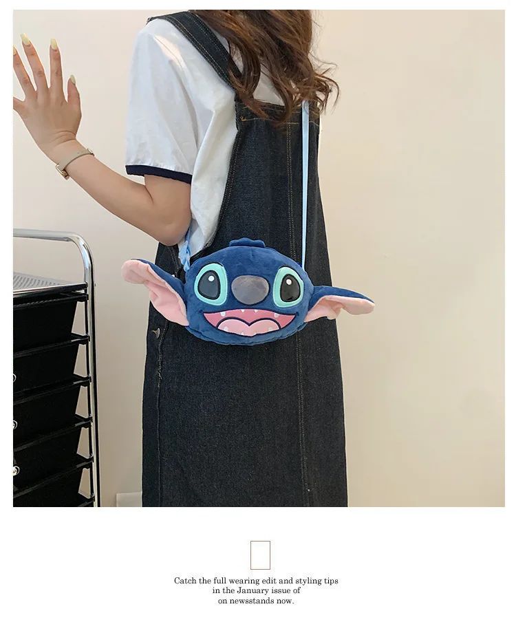Disney Lilo & Stitch Plush Toys Kawaii Plush Messenger Bag Girl Handbag Anime Stuffed Toys Children Cartoon Plushie Soft Bag