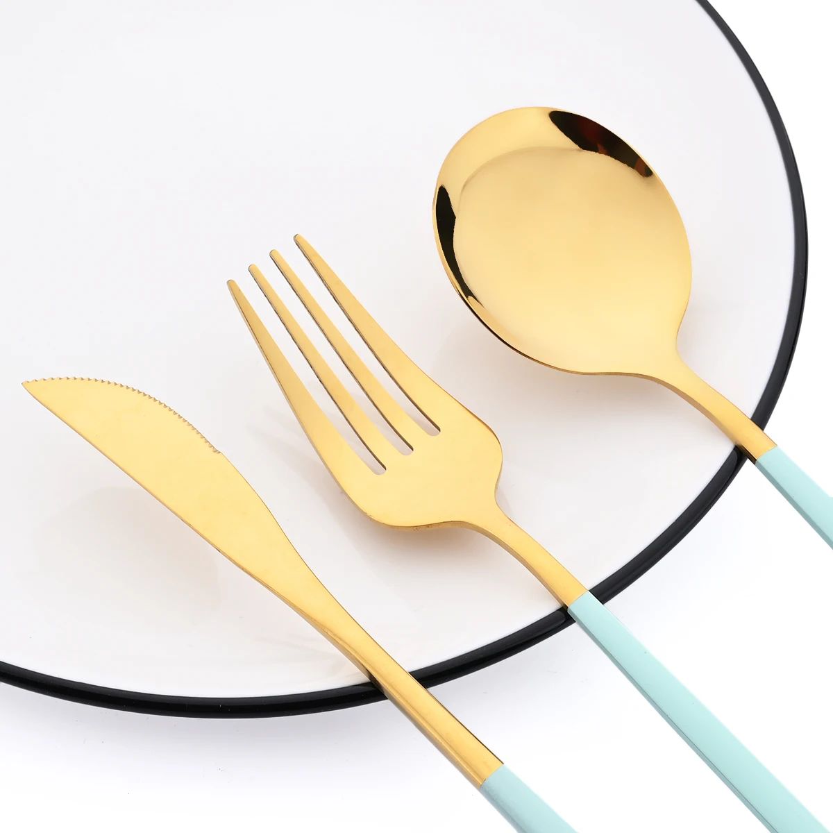 16Pcs Mirror Gold Dinnerware Set Stainless Steel Cutlery Set Fork Knife Coffee Spoon Tableware Silverware Kitchen Flatware Set