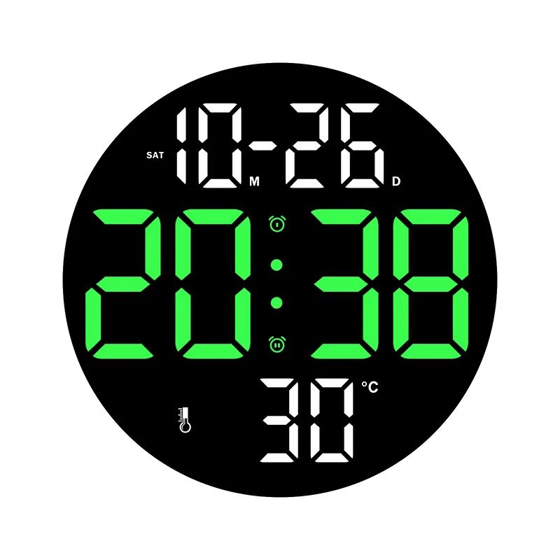 10inch LED Large Digital Wall Clock with Dual Alarms Calendar and Temperature Display Brightness Adjustable Countdown Home Clock
