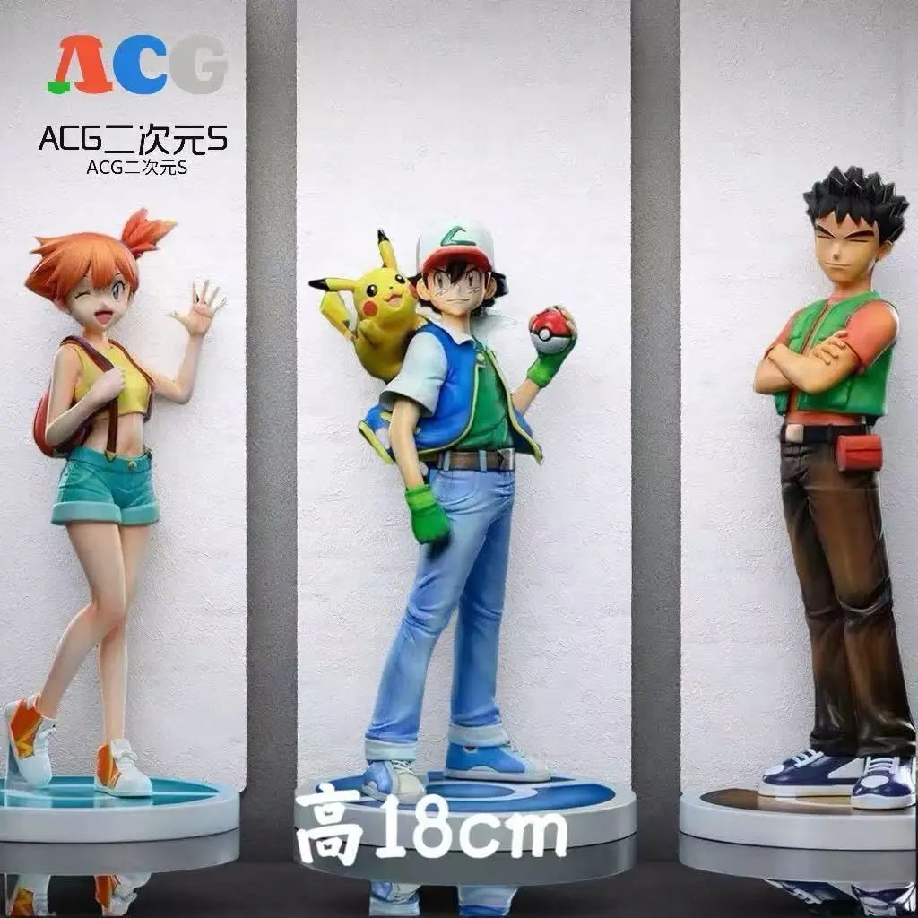 18cm Ash Ketchum Figura Misty Figuras Brock Boneco Pvc Estátua Gk Anime Modelo Boneca Coleção Decoração Brinquedos de Halloween
