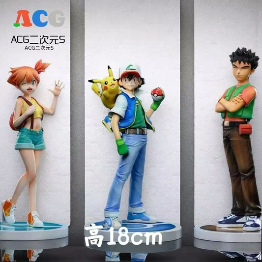 18cm Ash Ketchum Figure Misty Figrues Brock Figurine Pvc Gk Statue Anime Model Doll Collection Decoration Halloween Toys