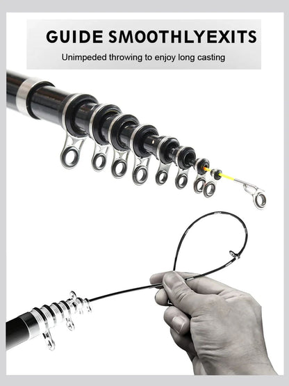 Vara de Pesca Telescópica Ultra Durável de Carbono para Spinning e Pesca de Rocha, Carpa, Alimentador 1.5-3.0M, Portátil, Mini Equipamento de Pesca para Viagem