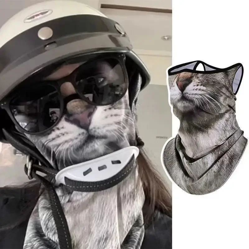 3d Printed Cats Dogs Design Full Face Mask Neck Protector Funny Cute Quick Dry Helmet Liner For Party Outdoor Windproof Masks