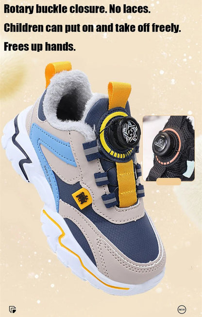 Winter Kids' Cotton Shoes For Boys Warm Plush Anti-slip Children Running Sneakers Outdoor Comfortable Casual Walking Shoes
