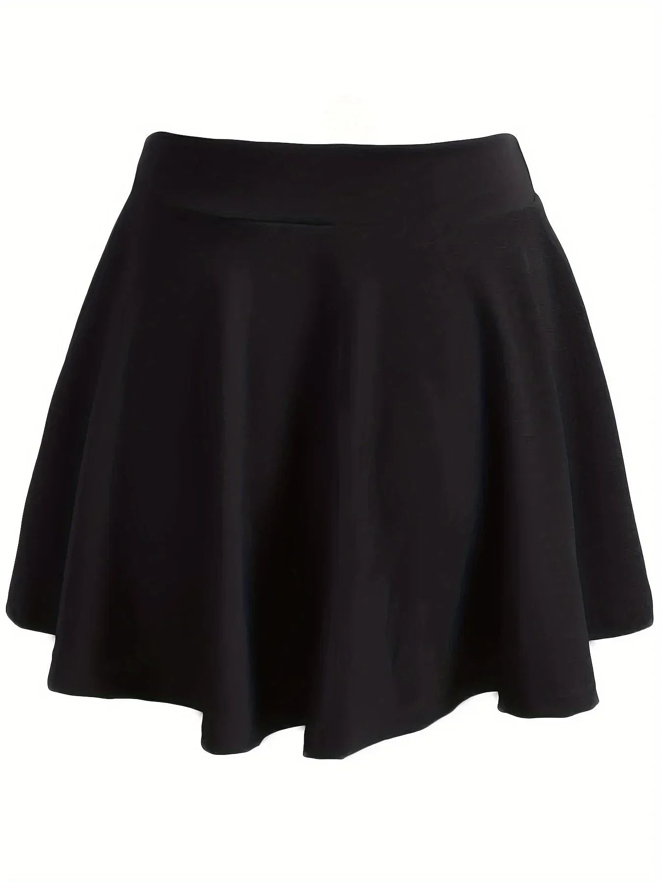 Plus Size 1XL-5XL Women's Preppy Skirt Solid Elastic Skit Ladies Fashion High Rise Slight Stretch A-line Mini Skirt