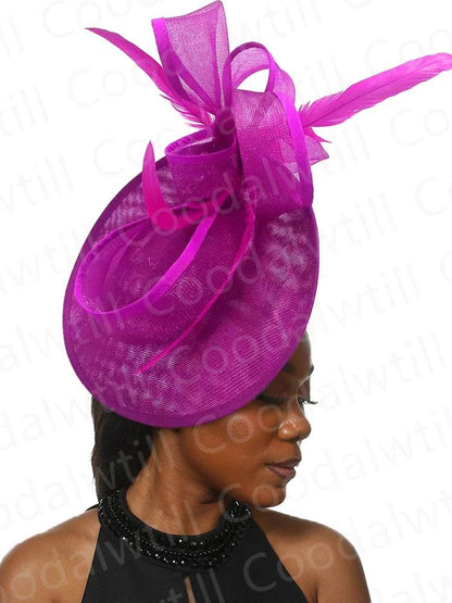 Chapéu Fascinator de Casamento Feminino, Chapéu de Millinery para Eventos Formais na Igreja, Chá, Corrida Kentucky Derby, Chapeau com Pena