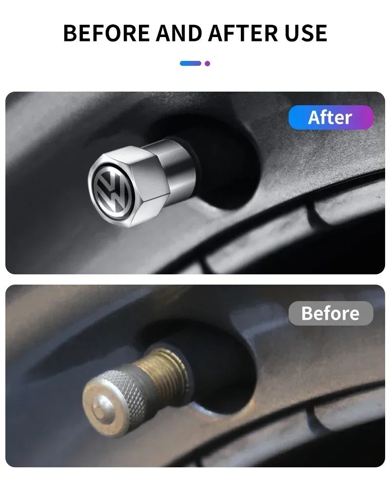 4 Peças Tampas de Válvula de Pneu de Roda de Carro de Liga de Alumínio 3D Para Volkswagen VW Golf 4 5 6 7 Jetta Polo Caddy GTI Bora MK7 Fusca Passat b6