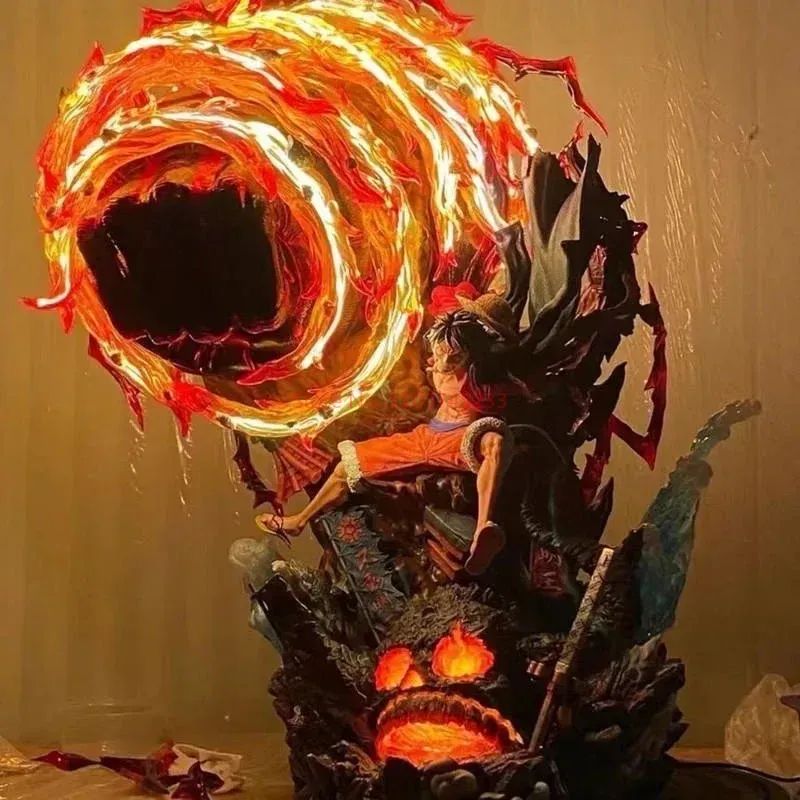 One Piece Gk Boneco Anime Luffy Com Led Brinquedos Gear 3 Estatueta Red Roc Pvc Estátua Modelo Colecionável Decoração Presente de Aniversário