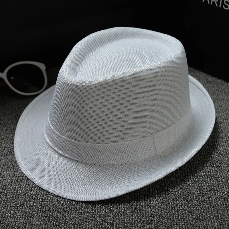 Fashionable Elegant Vintage Unisex Classic Summer Hat with Brim for Men and Women in Black, White, Red, Panama Top Jazz Beach Fe