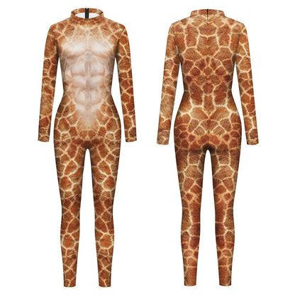 Halloween Animal Jumpsuit Snake Cosplay Costume Tiger Bodysuit Spandex Jumpsuit Party Carnival Stage Performance Dress Up