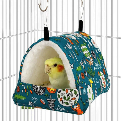 1 peça Cama de pássaro com estampa fofa Mini gaiola Coelho Esquilo Tapete Porquinho-da-índia Ninho Casa de hamster Cama de dormir para animais pequenos Gaiola suspensa para animais de estima