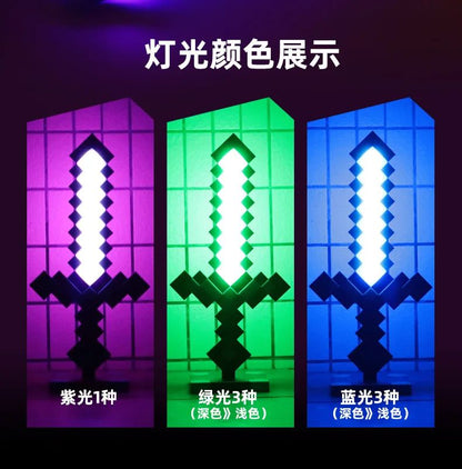 Minecraft Diamond Sword LED Night Light 3D Gamer Desk Lamp USB Charging Glowing Toys for Kids Room Decor, Birthday Gift for Boys