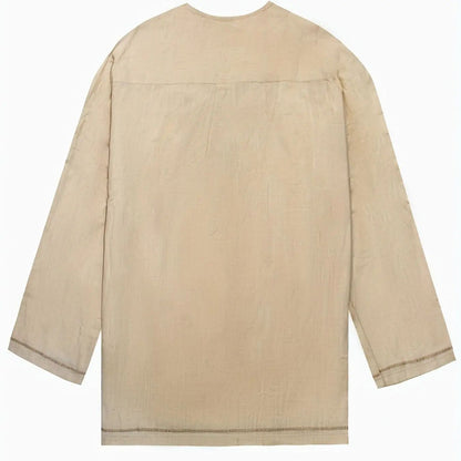 Knight Style Men's Ancient Viking Linen Shirt Medieval Cosplay Costume Men Long Sleeved Embroidery Retro T-shirt