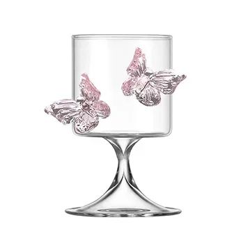 Copo de Vidro de Pé Alto Original Taça de Vinho Borboleta de Instagram Copos de Champanhe Copos Estéticos de Coquetel Presentes de Natal