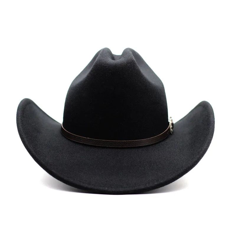 Vintage Western Cowboy Hat For Men's Gentleman Lady Jazz Cowgirl With Leather Wide Brim Cloche Church Sombrero Hombre Caps