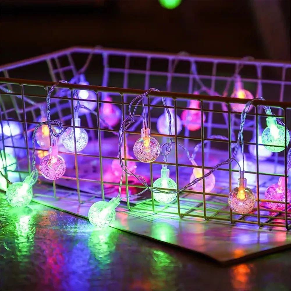 LED Bubble Ball String Lights Golden Glow Battery Operated Indoor Fairy Lights for Wedding Holidays New Year 2026 Decorations