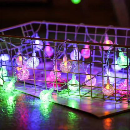 LED Bubble Ball String Lights Golden Glow Battery Operated Indoor Fairy Lights for Wedding Holidays New Year 2026 Decorations