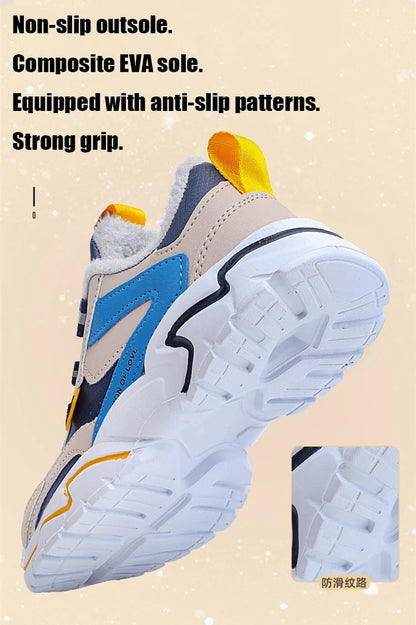 Winter Kids' Cotton Shoes For Boys Warm Plush Anti-slip Children Running Sneakers Outdoor Comfortable Casual Walking Shoes