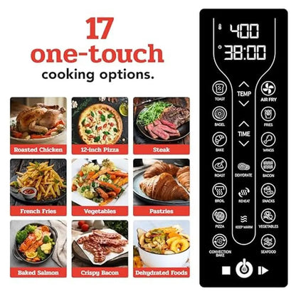 Fritadeira de Ar Elétrica 17-em-1 Forno Combo 1700W Porta Francesa Panela Digital Eletrodoméstico Gourmet