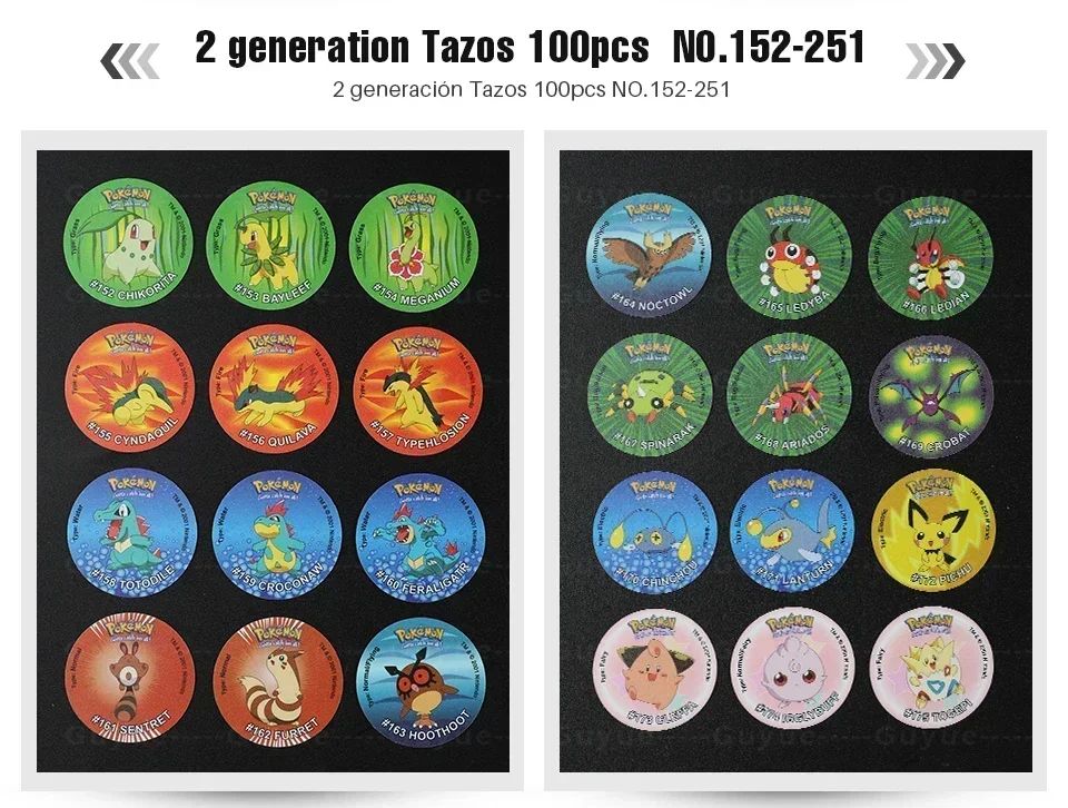 Pokémon Tazos 1/2/3 Geração 160/100/141pçs Card Pogs Pikachu Charizard Treinador Coleção Completa Jogo de Cartas Cheetos Chipitaps Tap