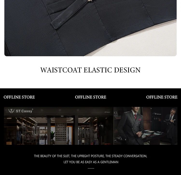 ST Cassy high-quality blue striped suits for men slim fit luxurious and elegant men's business suit 3-piece set full men's suit