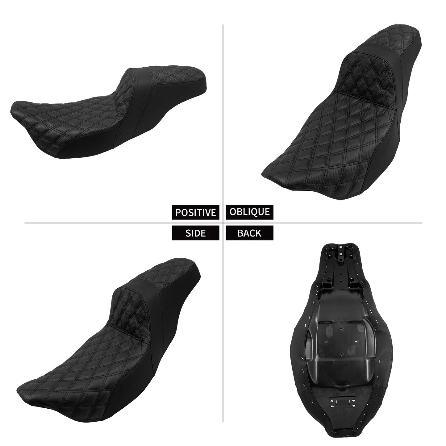 Assento Almofadado para Piloto e Passageiro de Moto, Duplo Dianteiro e Traseiro para Harley Touring CVO Road King Electra Street Glide FLTRX 09-23