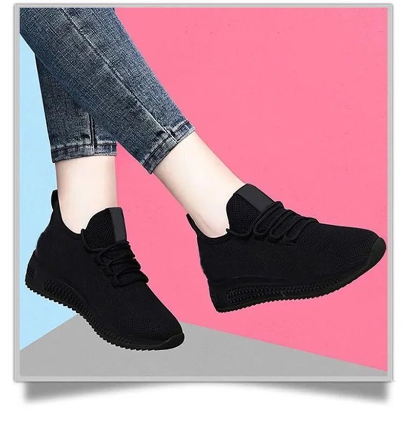 Tênis Feminino Primavera/Outono Moda Sólida Respirável Bico Redondo Casual Confortável Plataforma